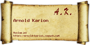 Arnold Karion névjegykártya